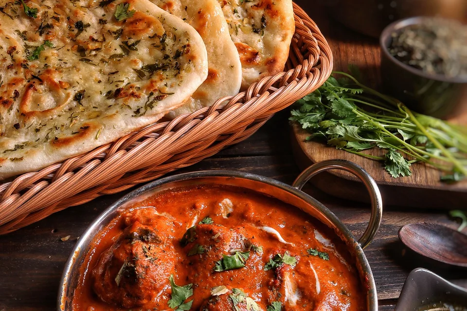 BookNoFees: Exempelbild: Curry serverad med vitlöksnaan